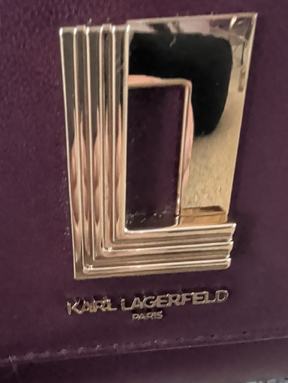 Karl Lagerfeld Plum Crossbody Shoulder Bag with Gold Hardware - Picture 2 of 6